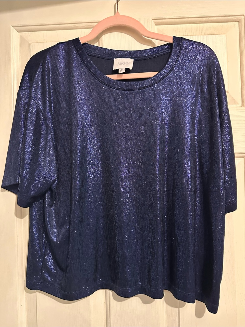 Johnny Was Jade Metallic Royal Blue Short Sleeve Tee